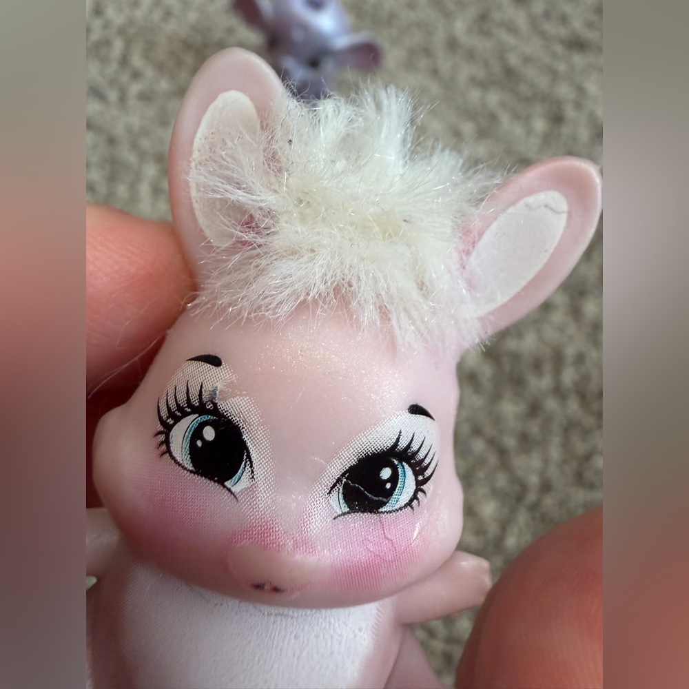 Charming Pink and White flocked Bree Bunny Action Figure 4.5in